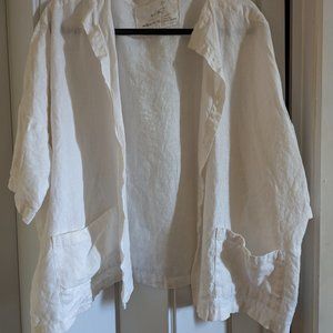 Not Perfect Linen Washed oversized short linen kimono/cardigan/jacket in white